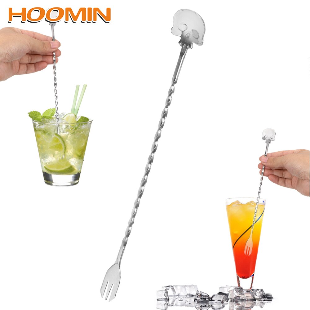 Hoomin 25 Cm Cocktail Pick Schedel Bar Lepel Roerder Bar Lepel Mengen Vork Barman Rvs Roerstokjes