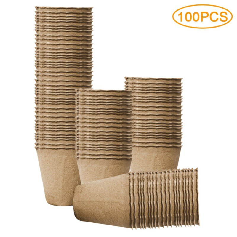 Round Peat Pots Biodegradable Plant Seedling Starters CupsHerb Seed Nursery Tray Planting Tools for Garden Flowers: A-100pcs