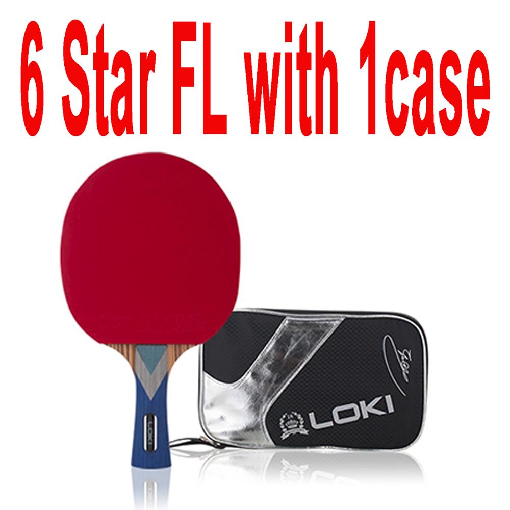 Loki bordtennisracket kolfiberblad med gummipingis racket avancerade pingisracketar för snabb attackbåge: M 6 stjärnigt fl väska