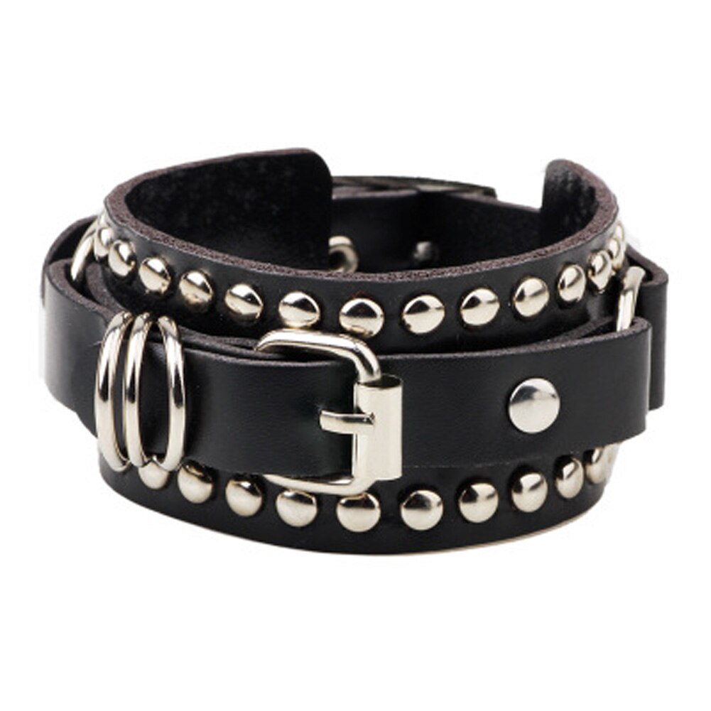 Schwarz und Weiß gotisch Punk Stil Nieten Armbinde Schnalle Gürtel Pu Leder Armbinde Armbinde frauen Armbinde Charme: BK
