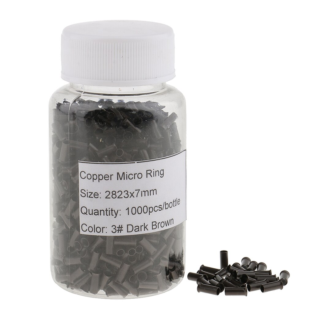Micro anillos de enlace de 5mm para extensiones de cabello, herramienta de cuentas de cobre, anillos de enlace, Extensiones De Plumas, 1000 unids/botella: Brown