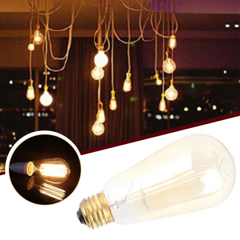 Bright Retro E27 Edison Type Tungsten Filament Bulb Glass Droplight AC120V