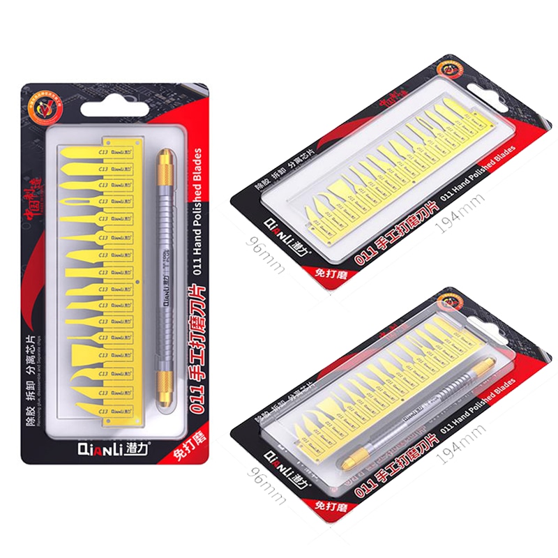 Qianli 011 antideslizante Metal bisturí utensilios con cuchillas Kit cortador cuchillos de grabado artesanal apertura reparación para teléfono PCB bisturí herramientas de CPU