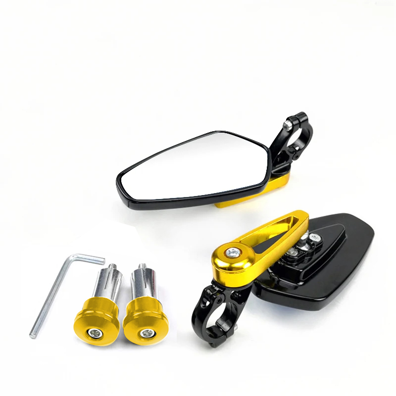 EAFC Universal- Motorrad 22mm Bar Ende Seite Rückspiegel 2 Stücke Aluminium 7/8 "Motorrad Fahrrad Lenker Rückspiegel: Gold