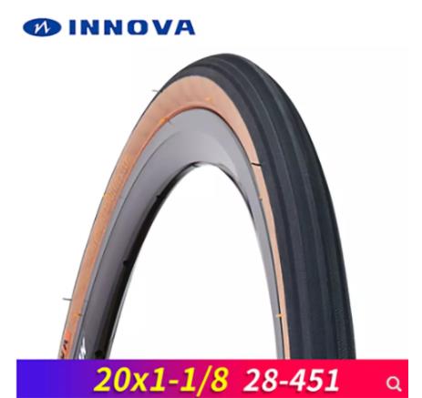 INNOVA 28-451 tissu pliant rétro pneu de vélo jaune jante pneu 20 × 1-1/8 Version de pneu pliant environ 189 g/pc