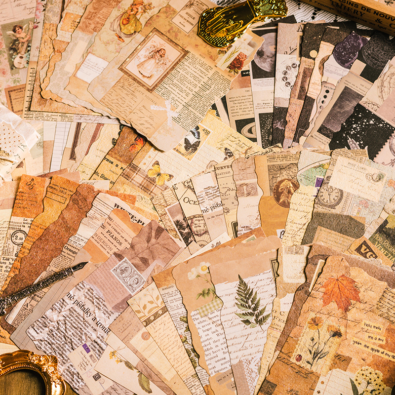 20Pcs Vintage Leaf Lady Letter Craft Paper Junk Journal Ephemera Flower Butterfly Lace Diary Scrapbooking Material Paper Packs