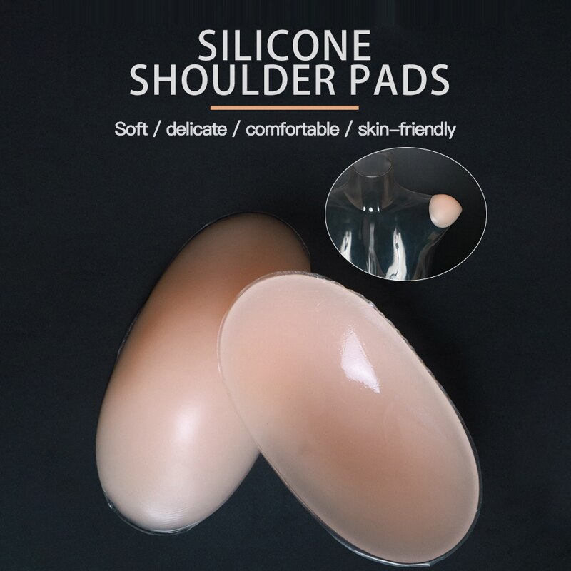 1 Pair Soft Silicone Shoulder Anti Slip Shoulder Pads Shoulder Enhancer Clothing Push-up Cushions Reusable Self-Adhesive