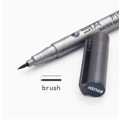 STA-rotuladores de dibujo a prueba de decoloración, pluma negra de micrón, perfilador de delineador, a prueba de agua, suministros de arte, Manga, cepillo de escritura de cómic: Brush