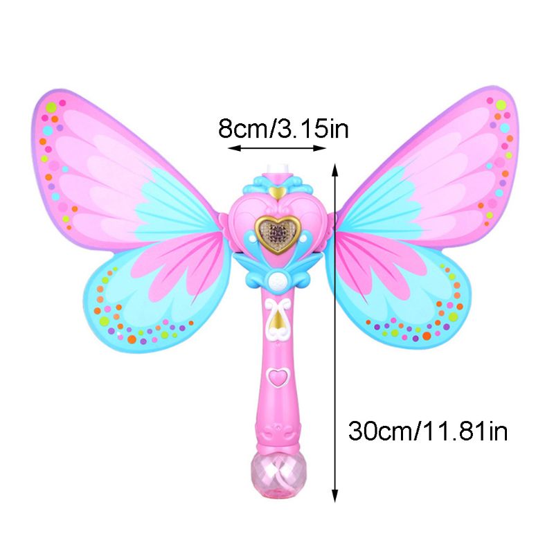 freundlicher Handheld Zauberstab blasiert Maschine Elektrische Schmetterling blasiert Gebläse Hersteller mit Musik Licht freundlicher draussen Spielzeug
