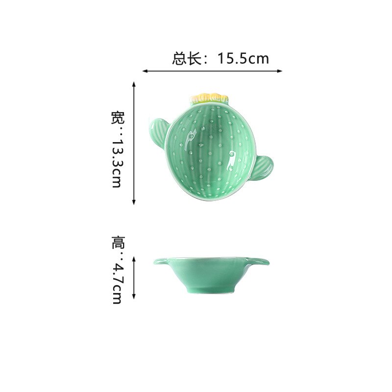 Vajilla de cerámica creativa de estilo nórdico para el hogar, plato bonito de Cactus y planta, tazón para desayuno, vajilla para aperitivos, plato para ensalada y fruta: A