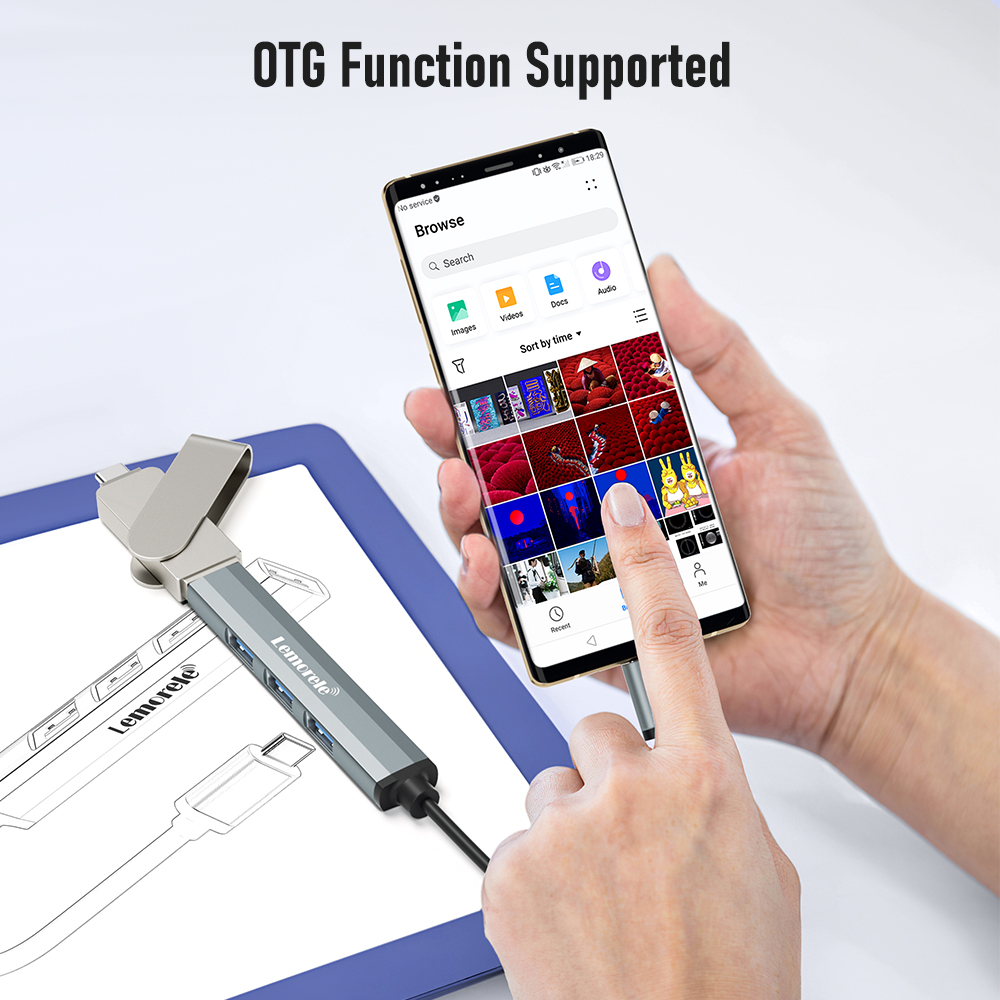 Lemorele USB Hub tipo C Hub USB3.0 OTG 4 puertos USB C/A HUB adaptador multidivisor accesorios de ordenador portátil para Lenovo Macbook Pro