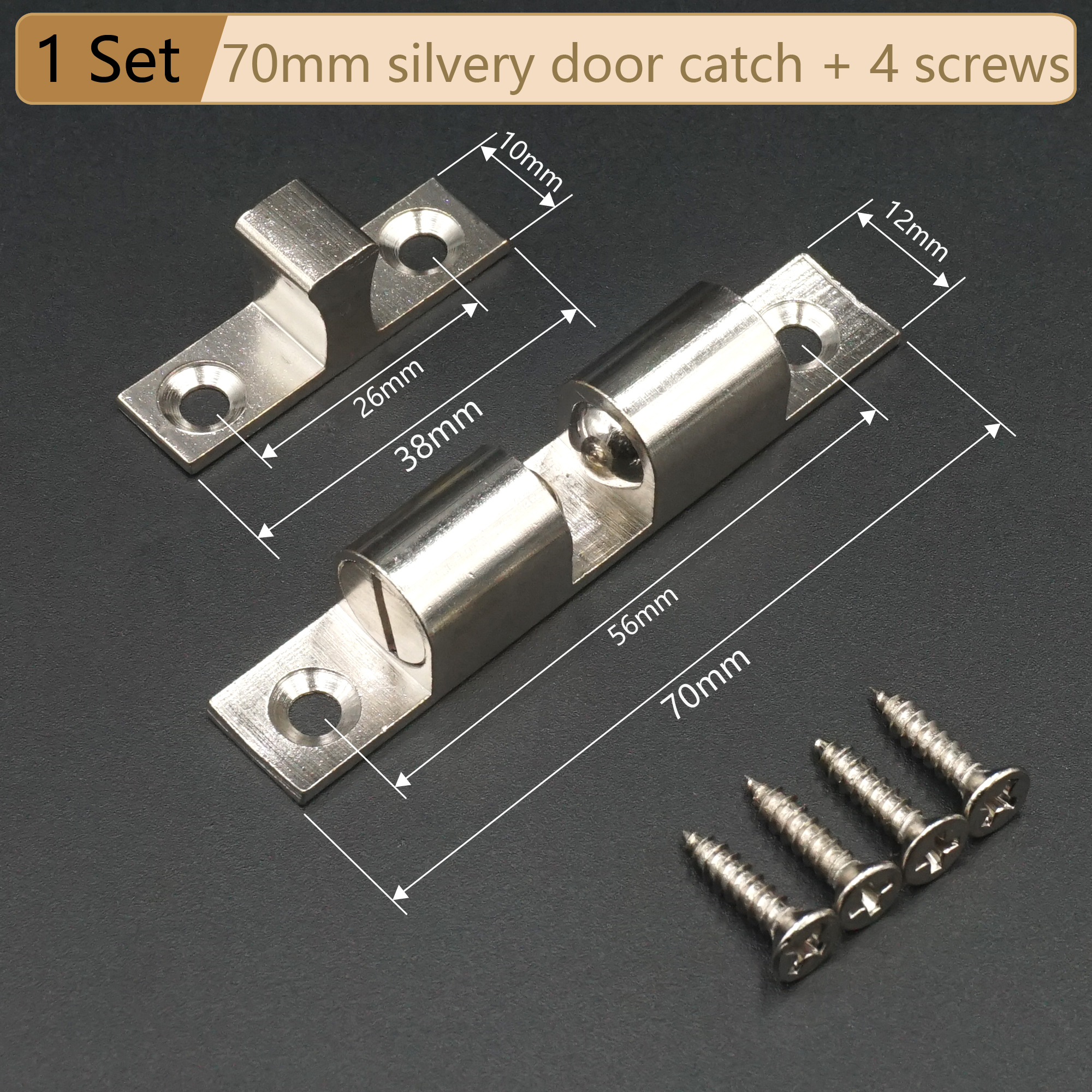Cabinet Door Catch Solid Brass Adjustable Spring Ball Latch Furniture Door Closer with Free Screws 40mm/50mm/60mm/70mm: WHITE