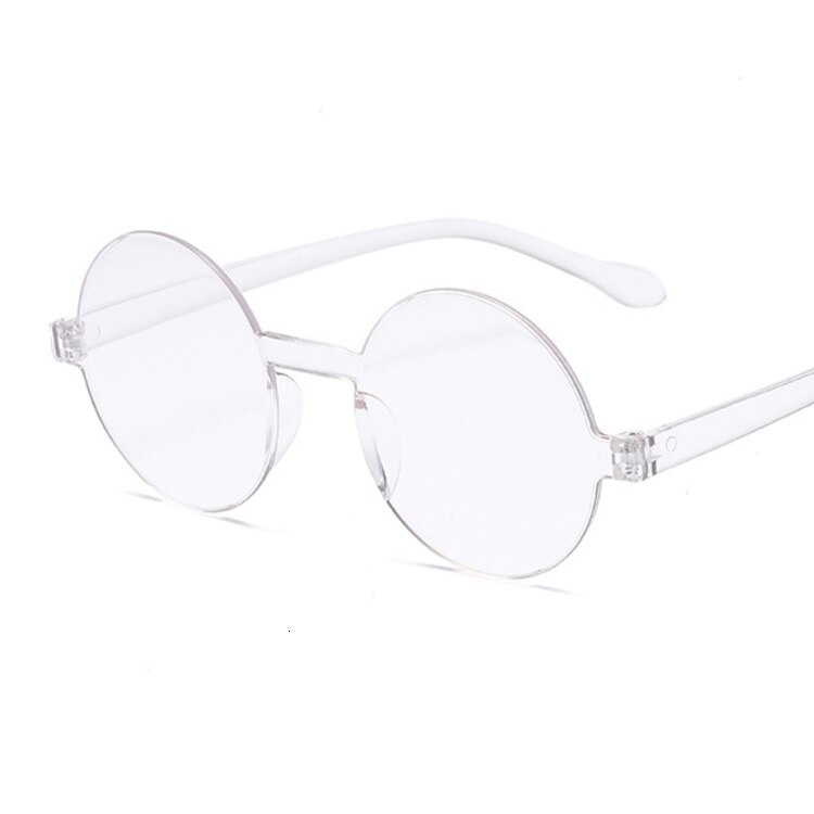 Gafas De Sol redondas y negras Vintage para mujer, De femeninos De anteojos De Sol, sin montura, De gelatina, De Color transparente con espejo: Transparent