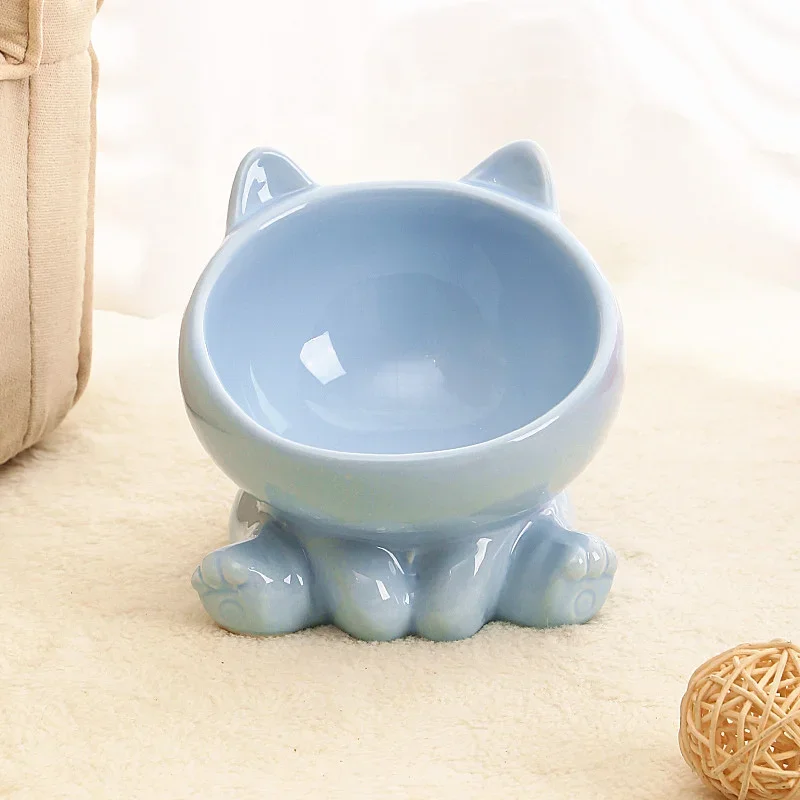 Katze Schüssel Haustier Zubehör Keramik Diagonale Hohe Füße Nette Schutz Halswirbelsäule Hund Schüssel Trinken Wasser Schüssel Haustier Liefert