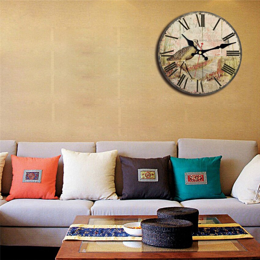 Nature Scenery Wall Clocks Flower Waterfowl Silent Living Study Office Kitchen Room Art Shabby Chic Large Wall Clocks