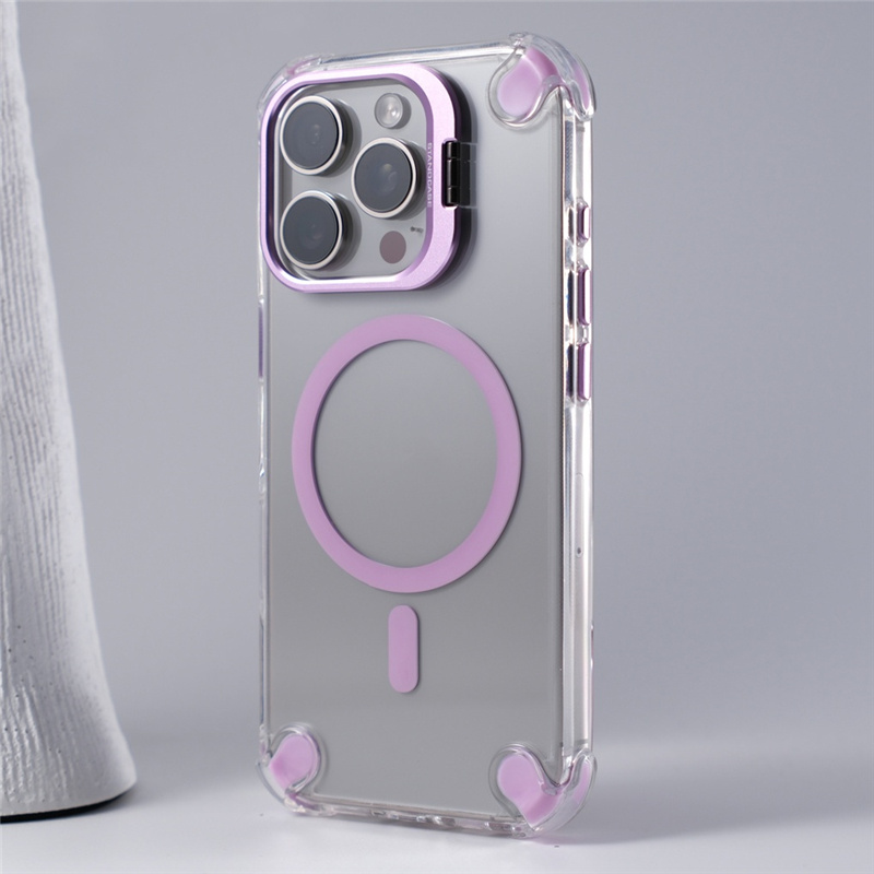 Luxe Lenshouder Clear Magsafe Telefoonhoesje Voor iPhone 16 15 14 15 Pro max Hoek Anti-val Schokbestendige Cover voor Draadloos Laden