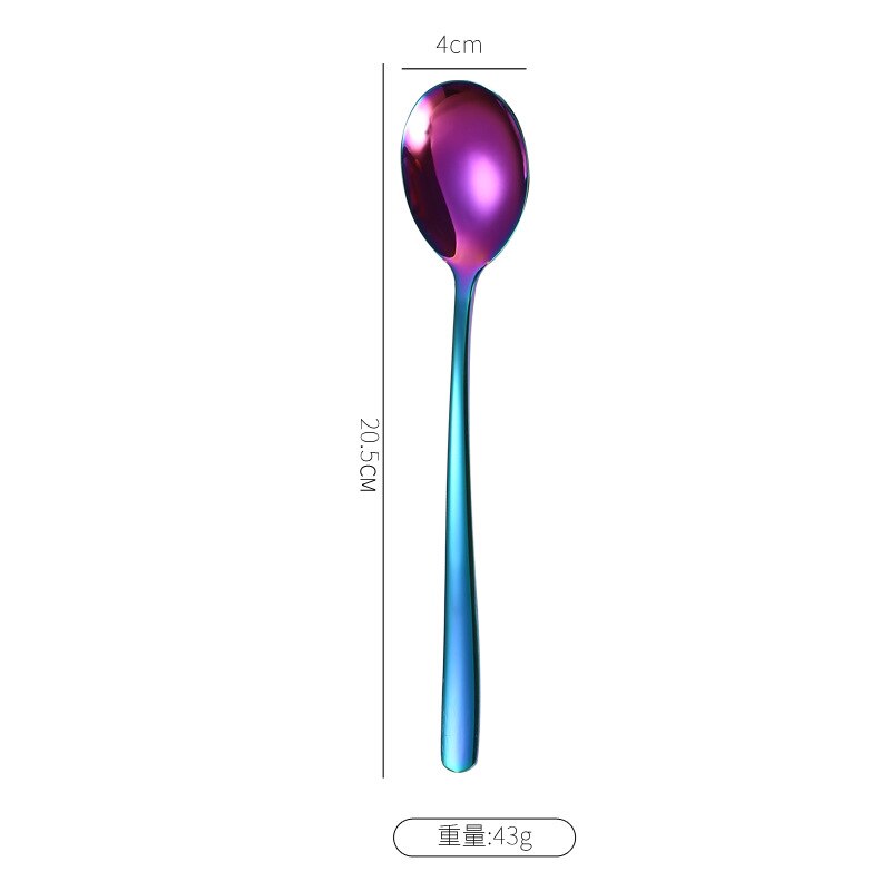 304 Stainless Steel Korean Spoon Long Handle Spoon Dessert Spoon Stirring Spoon Household Eating Soup Spoon Tableware: a5