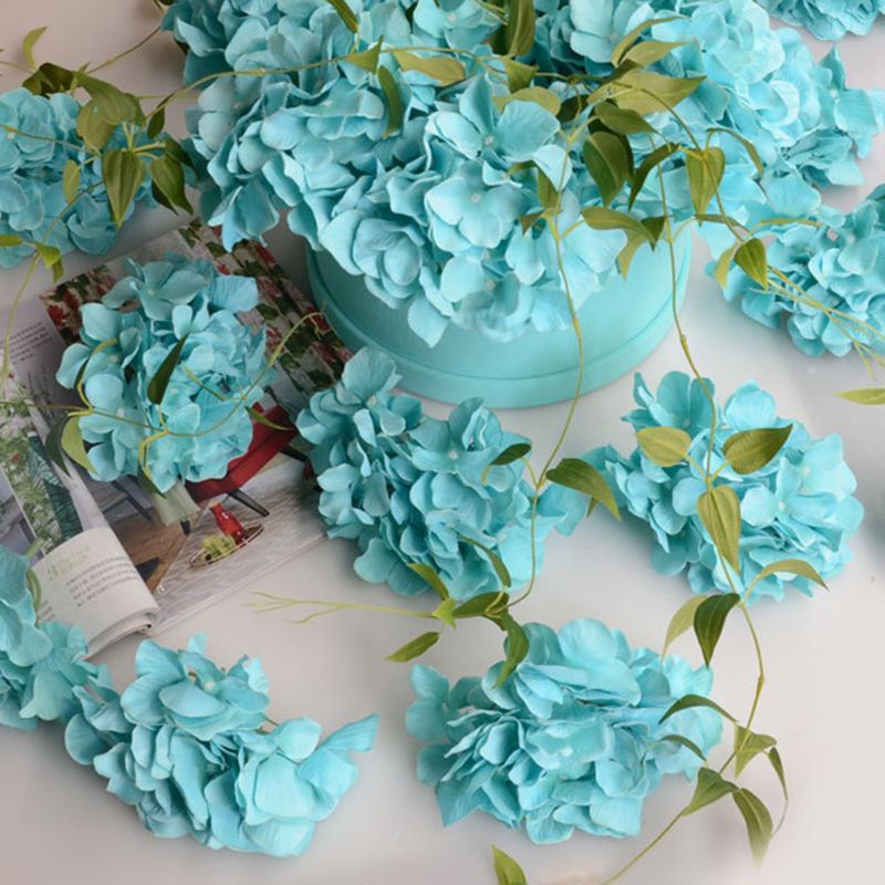 1pc 15cm- blomster hortensiahoveder og 12cm / 25cm / 33cm plaststængler til diy buket hjemmelavet bryllupsfest dekoration