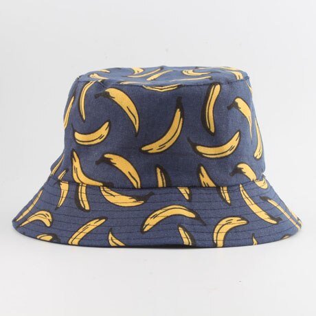 Panama Bucket Hat Men Women Summer Bucket Cap Banana Print Bob Hat Hip Hop Gorros Fishing Fisherman Hat: navy banana