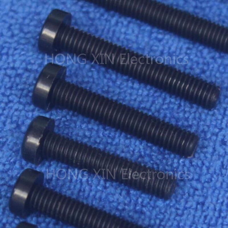 M4 * 18 Negro 18mm 1 piezas de cabeza redonda de nylon tornillo de pernos de plástico conforme a RoHS sujetadores surtido PC/placa DIY