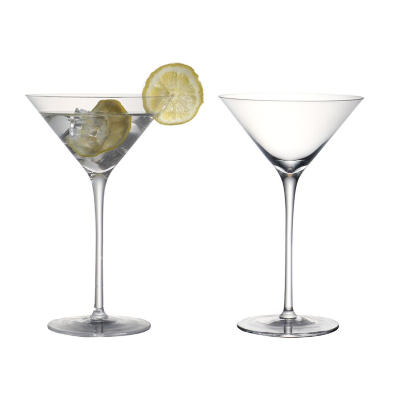 Set of 2 Handmade Blown Lead-Free Crystal Martini Glass with Stem Cocktail Glasses for Bar,Martini,Cosmopolitan 7oz