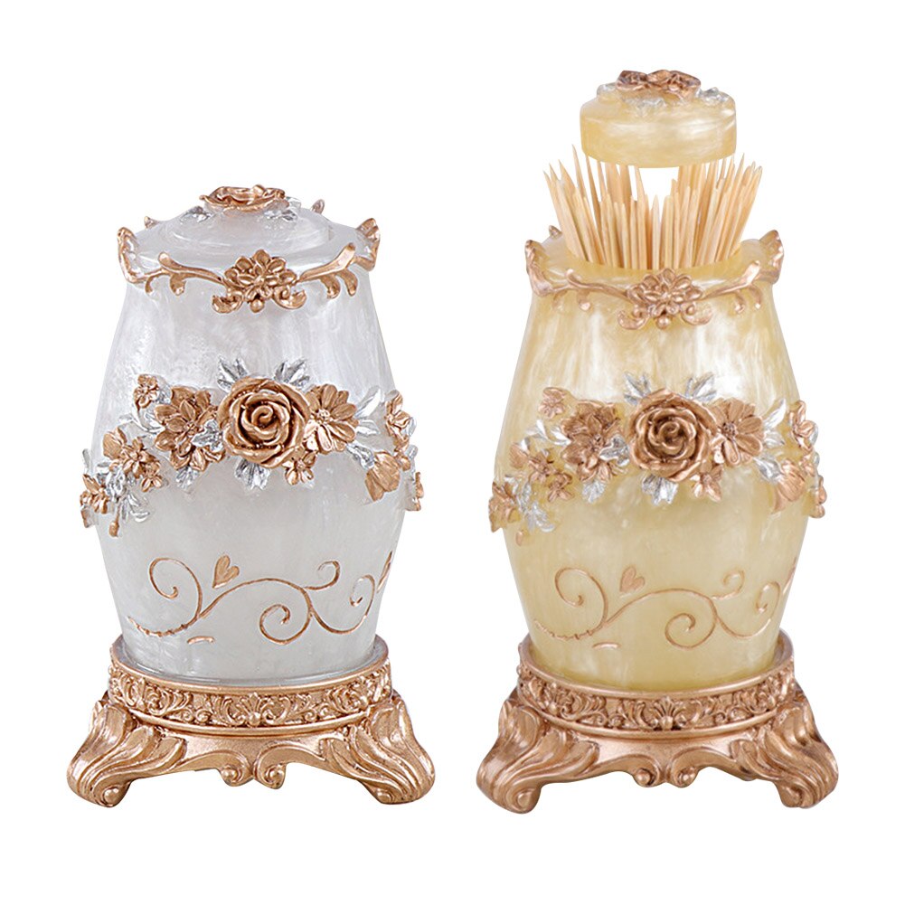 Toothpick Holder Party Cute Square Round Bars Home Kitchen Vintage Restaurant Container European Style Cotton Swab Resin