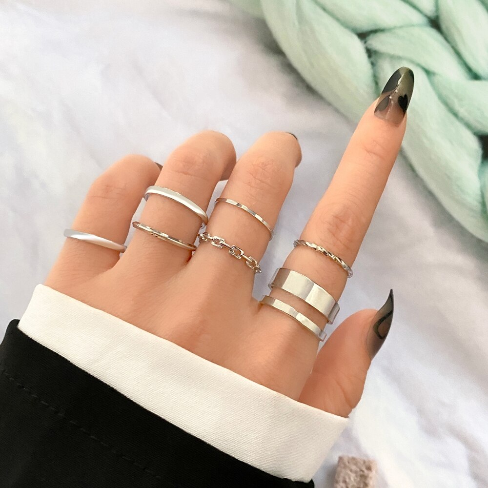 Moda Boho złote serce Twist zestaw pierścieni kobieta w stylu Vintage geometryczny krzyż Finger Knuckle Rings dla kobiet 2022 Trendy biżuteria prezent: IF2340847-02