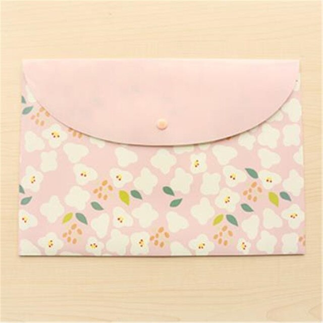 Florala4 File Folder Document Filling Bag Pvc Waterproof Stationery Bag School Office Supplies Bill Data Storage: Pink-1