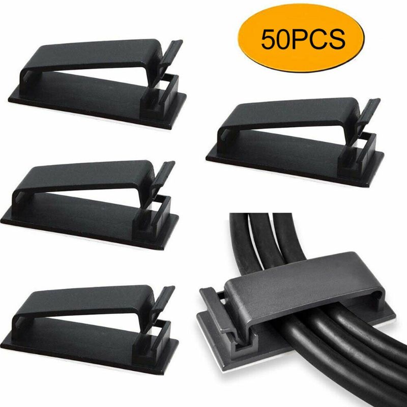 50PCS Wall Fasteners Wire Organiser Self Adhesive Fixed Flex Cable Management Clip Clamp