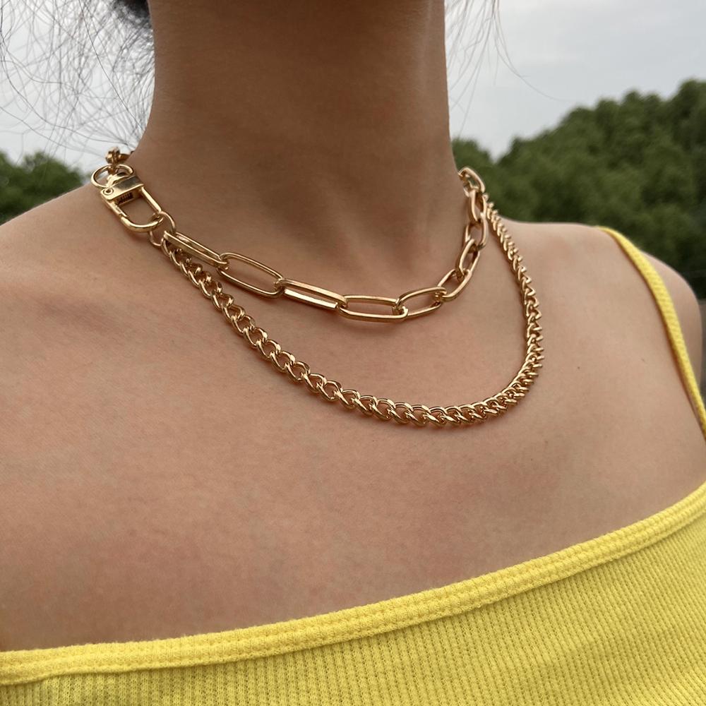 Lacteo Übertrieben Kreuz Kette Halsband Halskette Punk Multi geschichtet Miami Kubanischen Kette Charme Halskette Schmuck für Frauen und Männer