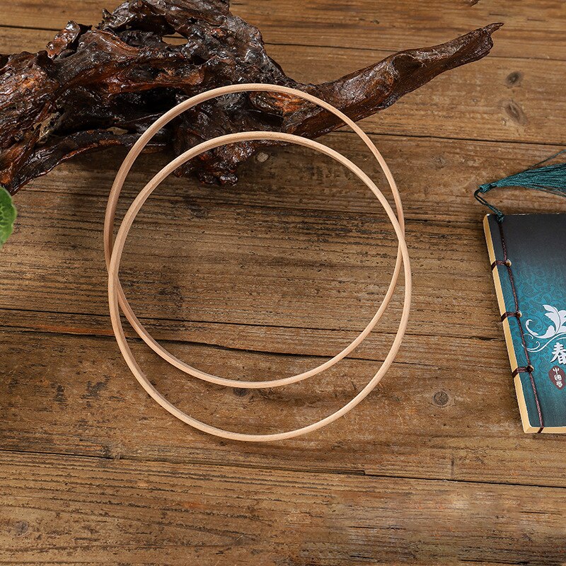 Aro de madera bordado para manualidades, punto de cruz, corona, atrapasueños, anillo circular de bambú, conjunto de decoración de boda, Material de 10-29cm de diámetro