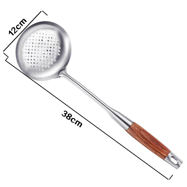 Juego de utensilios de cocina de acero inoxidable 304 con mango de palisandro, cucharón, espátulas, pinzas, utensilios de cocina antiadherentes, 1 Uds.: Verde claro