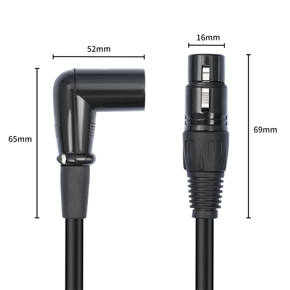 90 Degree XLR Microphone Extension Cable Adapter Male to Female XLR 3-Pin Connector Cable for Speakers Studios Mic Amplifiers