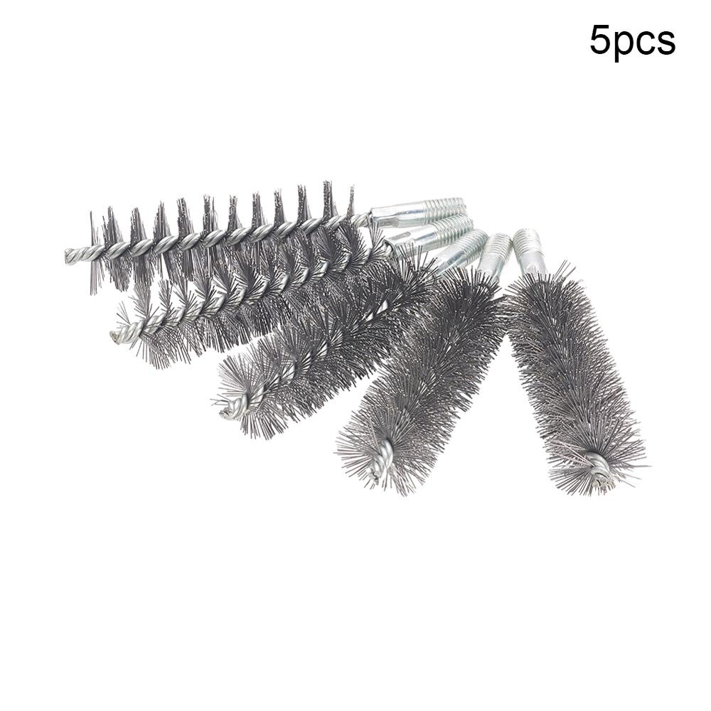 2pcs/5pcs 12mm Thread Wire Brush Metal Handle 18~80mm Brush Working Diameter Steel Wire Pipe Tube Cleaning Chimney Brush Kit: 35mm x5pcs