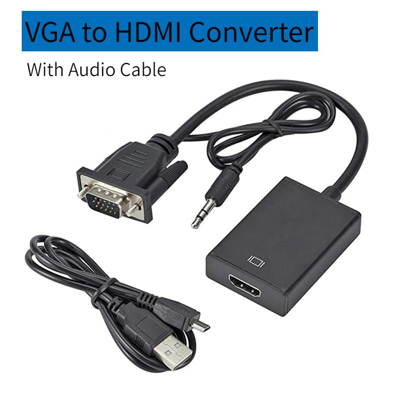 VGA do Adapter HDMI 1080P VGA wtyk męski do HDMI żeński konwerter z Adapter przewodu Audio dla PC Laptop Notebook Monitor HDTV