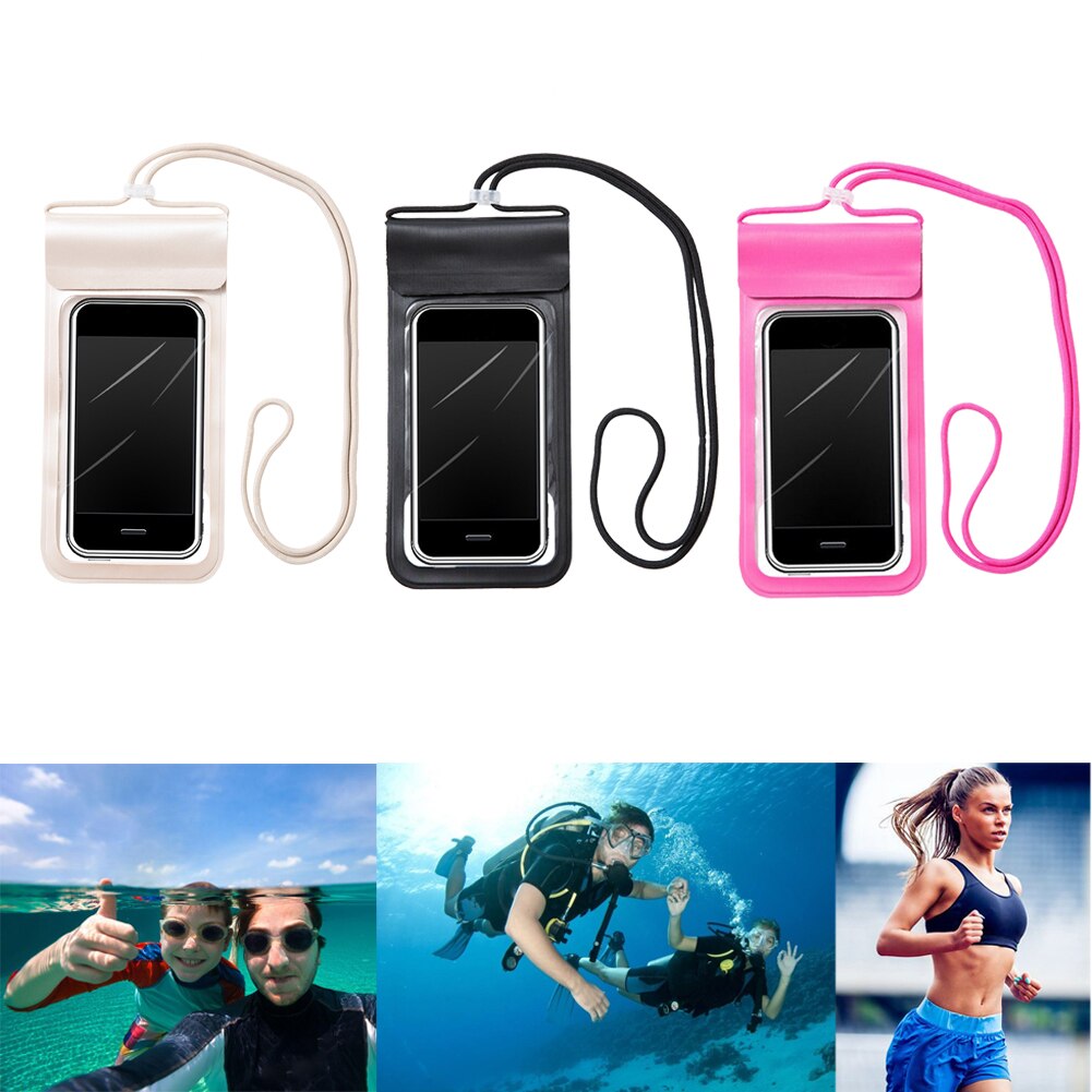 Zwemmen Duiken Surfen Strand Waterdichte Telefoon Zakken Onderwater Tpu Touchscreen Mobiele Telefoon Case Pouch Met Lanyard 220x110mm