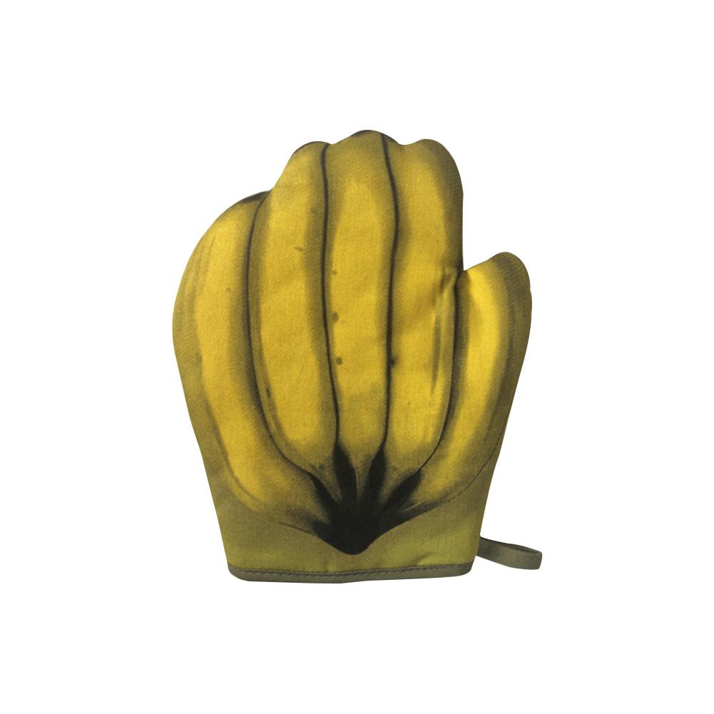 Microwave Oven Gloves Banana Skeleton 3D Printed Cotton Mitts Home Baking Supplies Oven Insulated Gloves 1 Pair: A