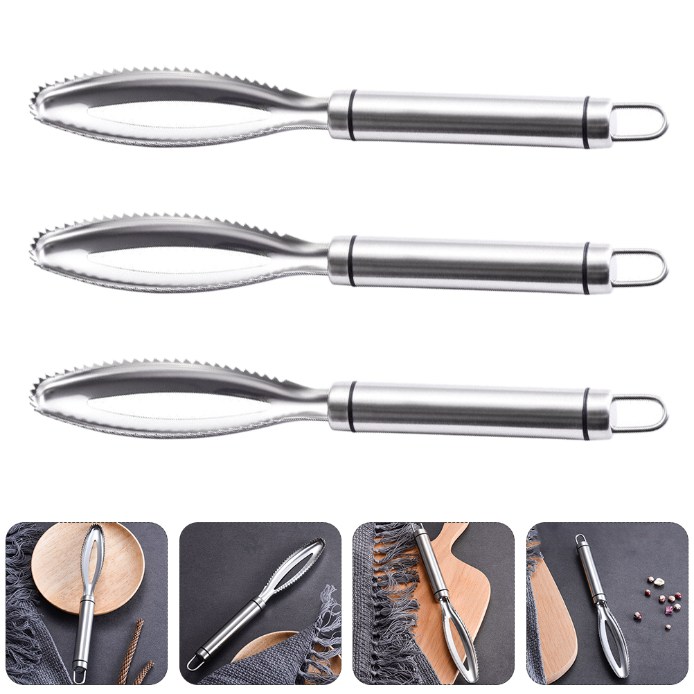 4Stck Fisch Scaler Edelstahl Küche Hause Dauerhafte Schäler Reinigung Werkzeug Fisch Haut Schaber Reiben Fisch Skala Reiniger Entferner