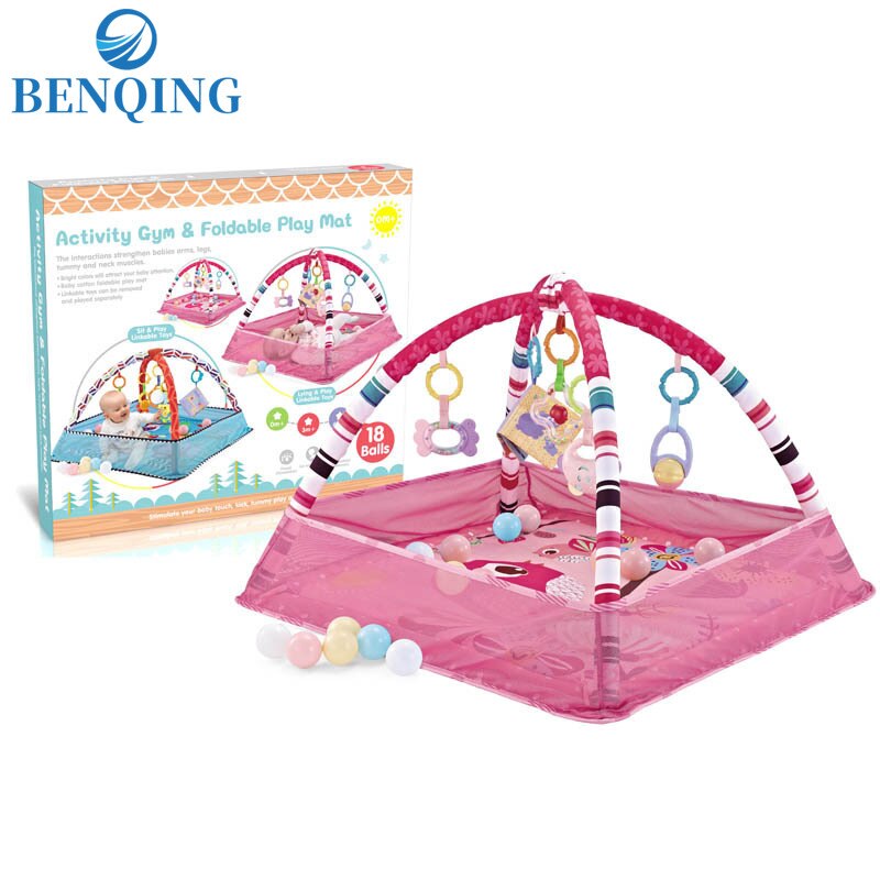 BENQING Foldable Baby Crawling Game Blanket 0-36 Months Enlightenment Toys Baby Multifunctional Fence Fitness Rack WR156