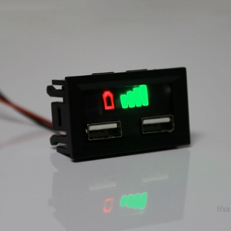 12V Lead Acid Battery Capacity Display Power Meter Gauge for Electric Motor Car with USB charging port