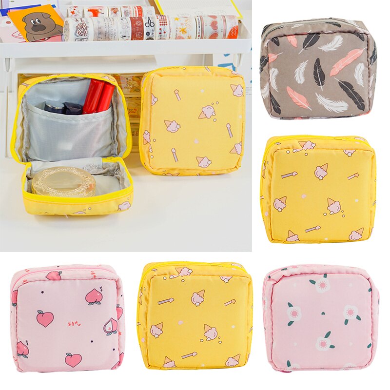 Opbergtas Organizer Hoofdtelefoon Case Sanitaire Credit Kaarthouder Meisje Maandverband Zak Servet Handdoek Portemonnee Cosmetica