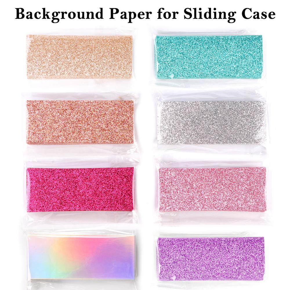 50 Stuks Glitter Achtergrond Papier Voor 11X5Cm Schuiven Gevallen Professionele Verpakking Accessoires Voor Wimper Case