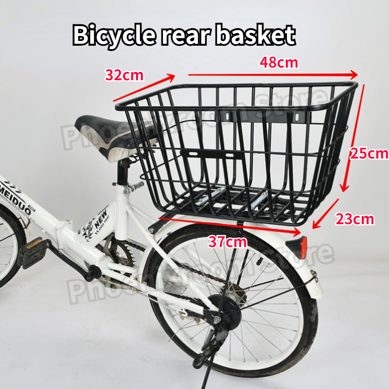 Cesta trasera de Metal de gran capacidad para bicicleta, resistente al agua y a la lluvia, accesorios para bicicleta: Gris claro
