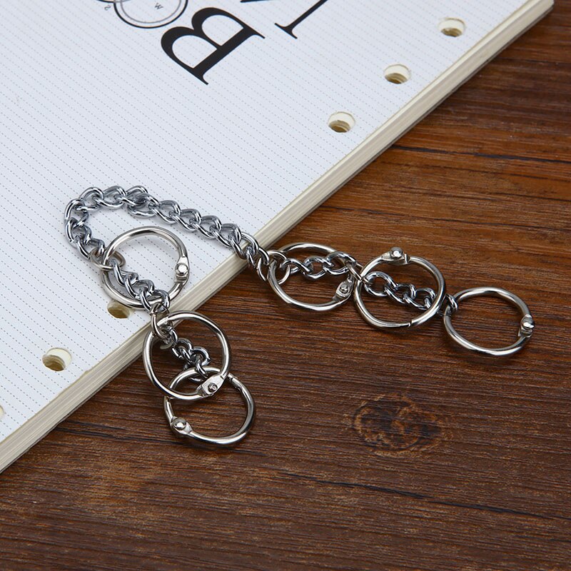 Metall verlieren Blatt Buch Bindemittel Klapp Ringe Mit Kette Keychain DIY Album Sammelalbum Handwerk Alben Buch Bindemittel Schule Büro Supplie