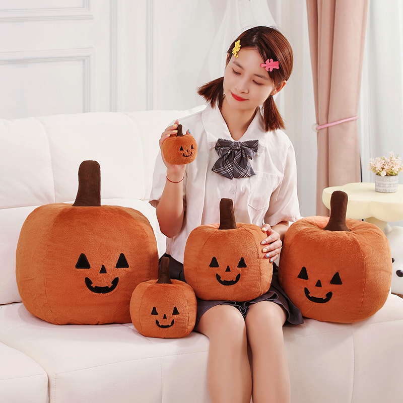 Hochwertige orangefarbene Halloween-Kürbis-Plüschpuppe, süßes Kürbis-Plüschkissen, Urlaubsdekoration, für Jungen und Mädchen