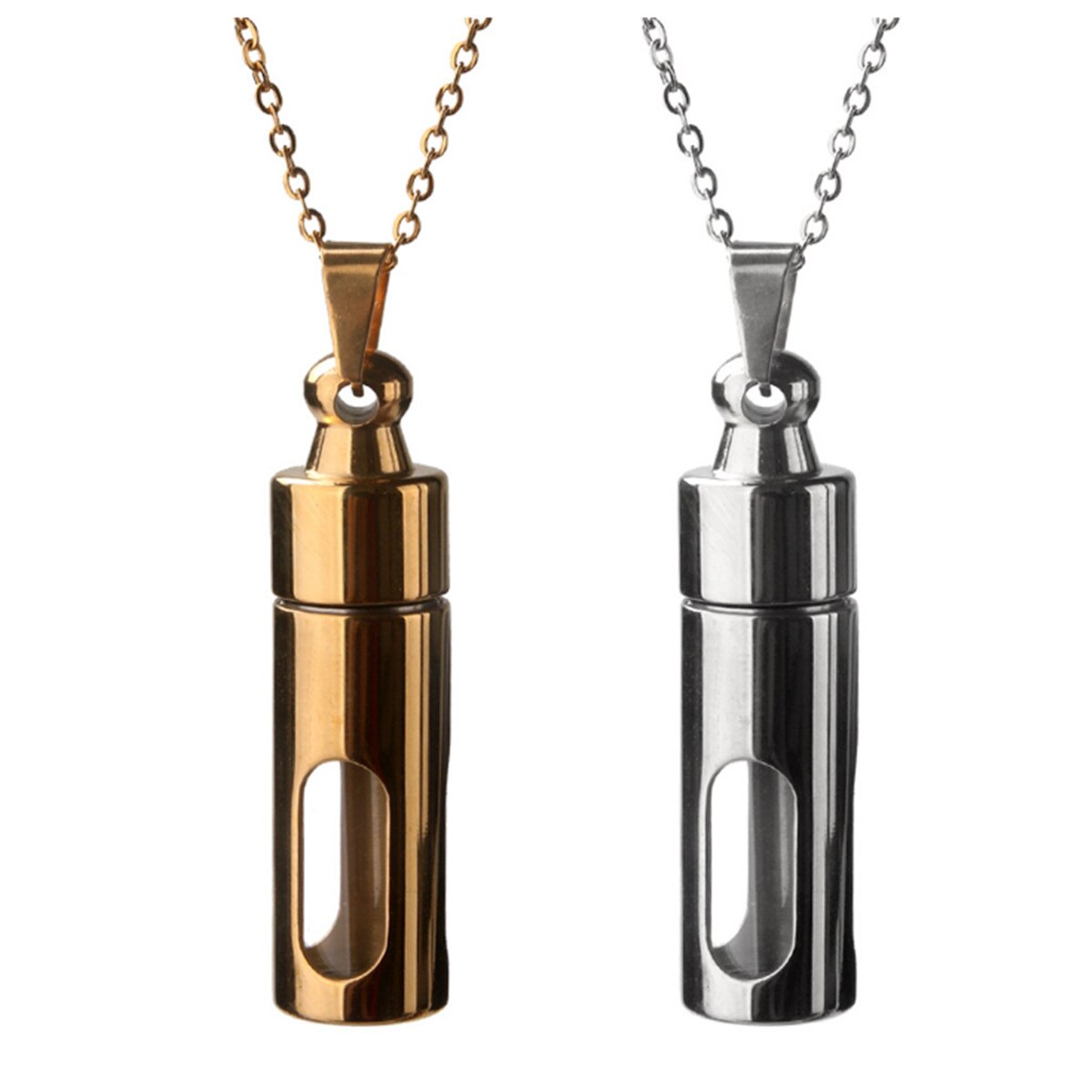 Colgante collar de hombre, urna de ceniza, cremación conmemorativa, contenedor de vidrio de acero inoxidable