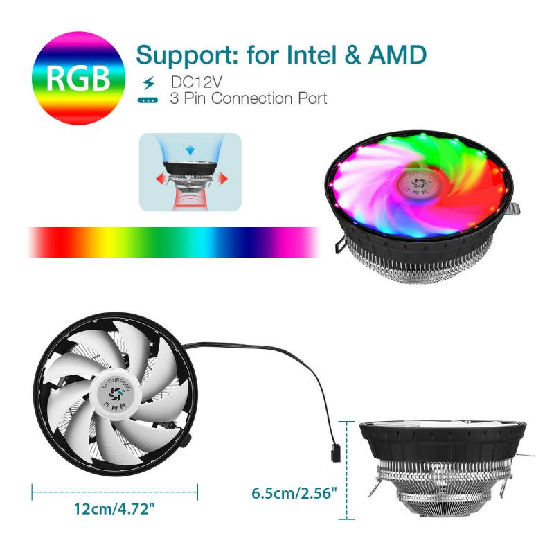 RGB Computer Fan LED Air Cooling 120mm 3 Pin RGB Light PC CPU Cooler 12V Fans Cooling Computer Components