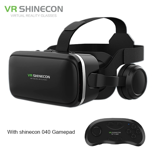 Shinecon 6.0 virtual reality smartphone 3d briller vr headset stereo hjelm vr headset med fjernbetjening til ios android: Med 040 fjernbetjeninger