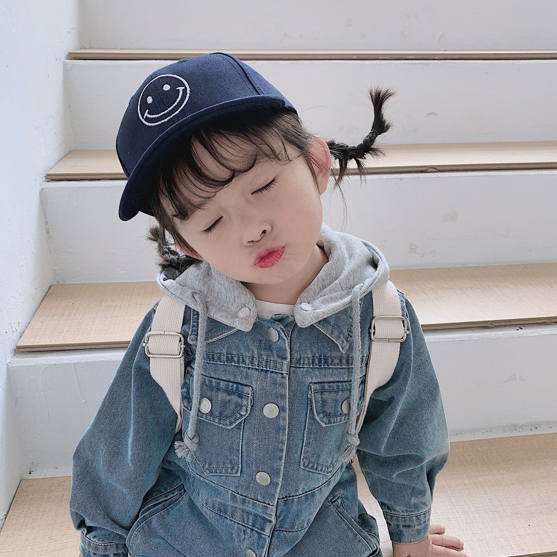 2-7 Jaar Kinderkleding Hong Kong Stijl Zomer Jongens En Meisjes Baby Trendy Denim Jumpsuit Hoed verwijderbare Jasje Rompertjes