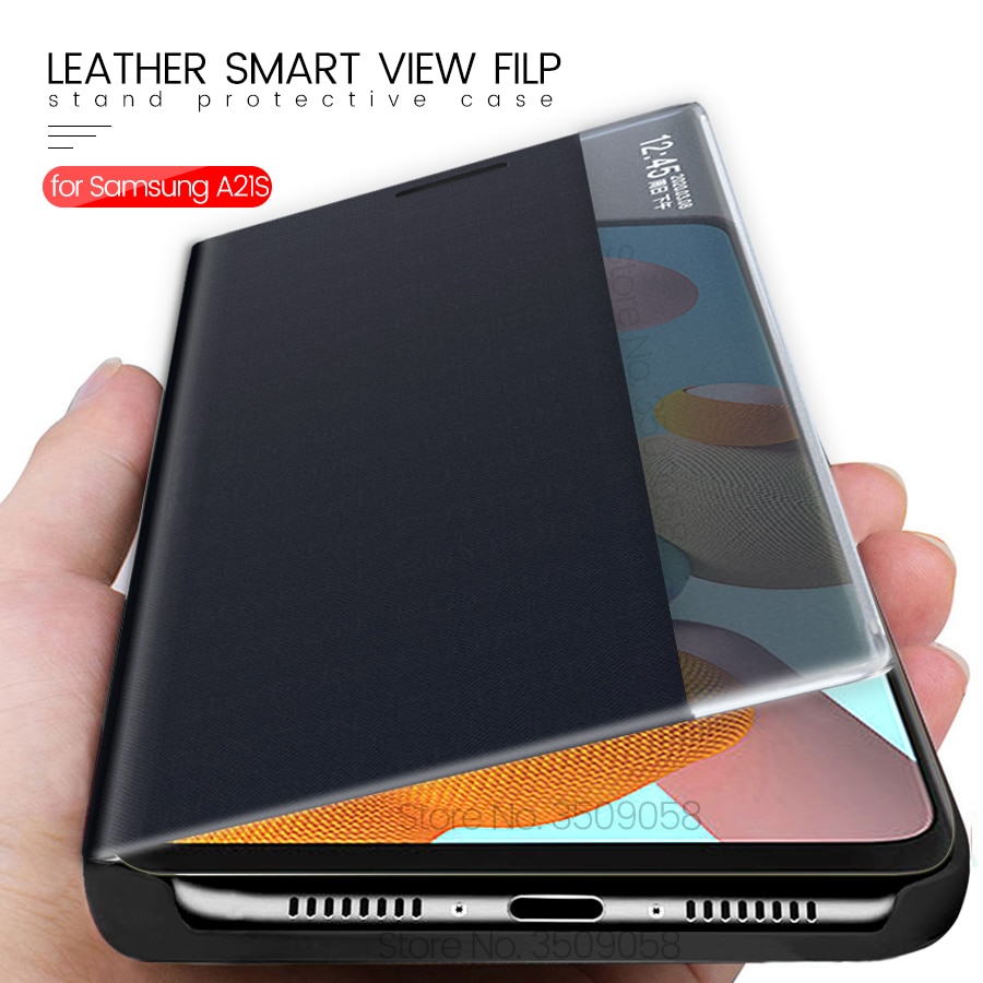 smart view leather stand flip case for samsung galaxy a21s case cover on samunga21s galaxya21s a 21s 21 s sm-a217f/ds 6.5''